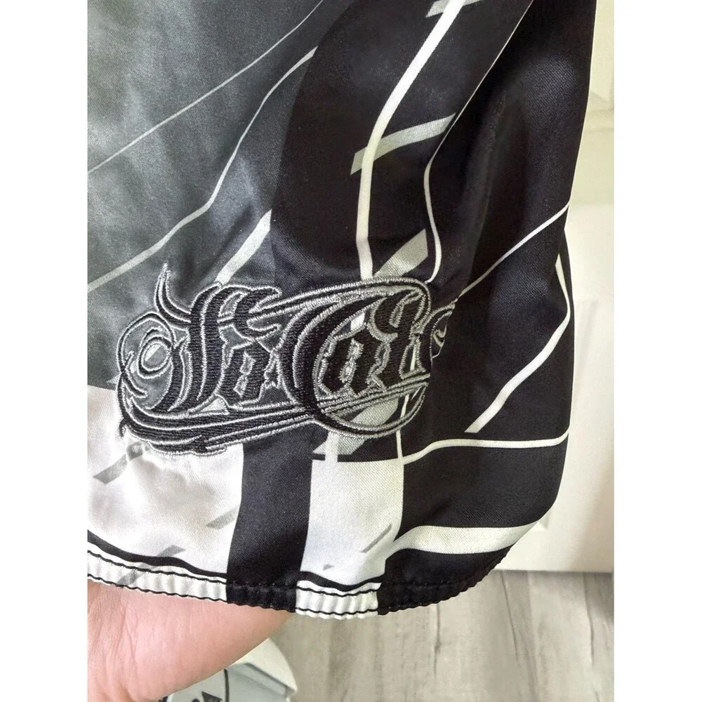 SoCal Vintage Men's Black & White Graphic Swim Board Shorts - Lace-Up Waist 36